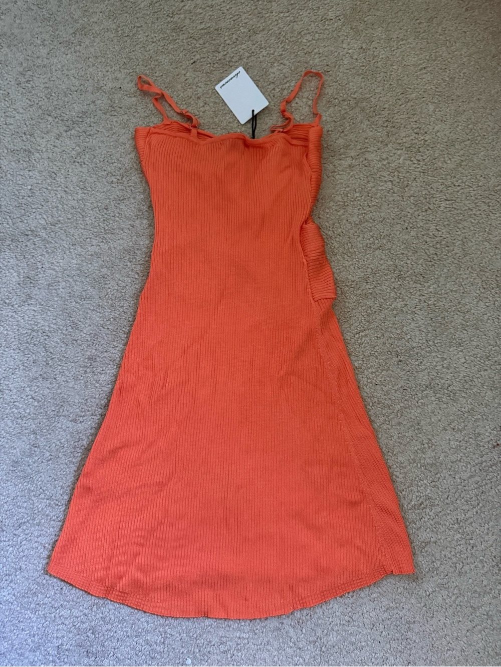 NEVER WORN Orange Knit Slip Dress - Picture 2 of 2